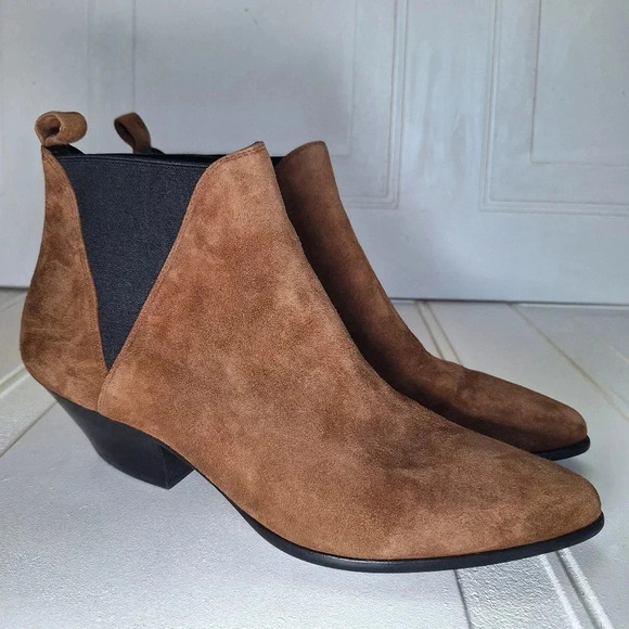 Diane Von Furstenburg Women's NADIE Brown Suede Chelsea Boots Size 9 - Picture 1 of 15